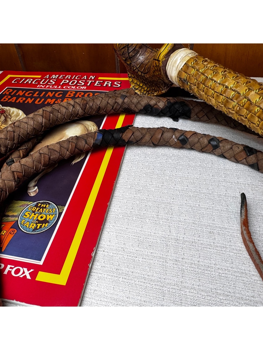 Authentic Ringling Bros Barnum Bailey Cobra Handle Lion Tamer Circus Whip - Picture 12 of 15